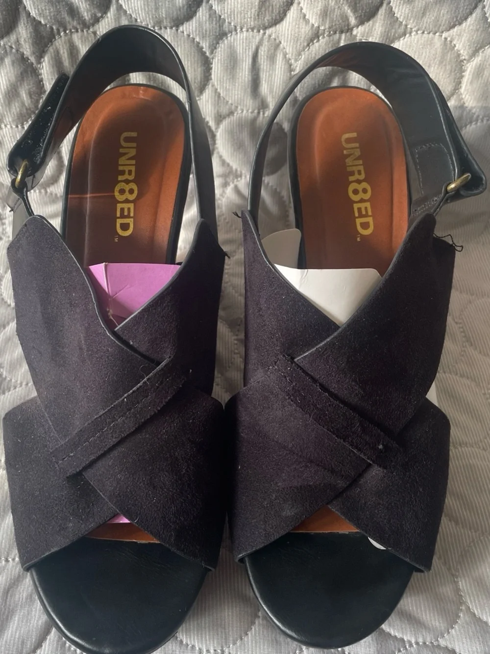 Women’s Black Suede Crisscross Platform Sandals — Sleek Slingback Style
